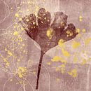 Vintage botanisch ginkgoblad in pastel taupe en goud van Dina Dankers thumbnail