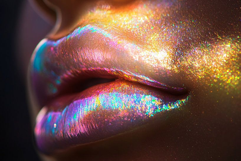 Glänzende, schillernde Lippen in Großaufnahme von Art & Soul Creations