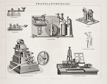 Vintage gravure Telegraaftoestellen van Studio Wunderkammer