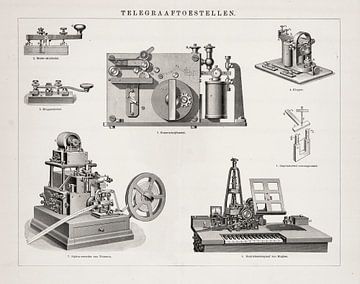 Vintage-Gravur Telegrafenapparat von Studio Wunderkammer