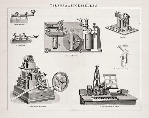 Vintage engraving Telegraph apparatus