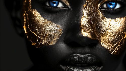 Gouden Reflecties: Een Monochroom Portret van Schitterende Zielen