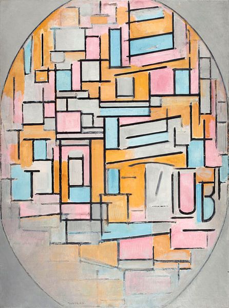 Piet Mondriaan. Compositie in ovaal met kleurvlakken van 1000 Schilderijen