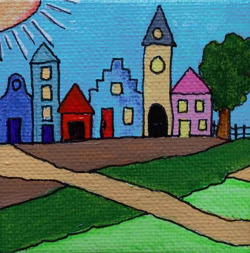Minicanvas Het dorp