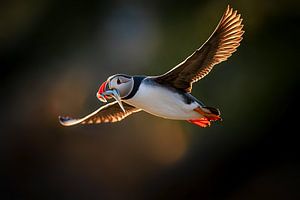 Papageitaucher im Flug I