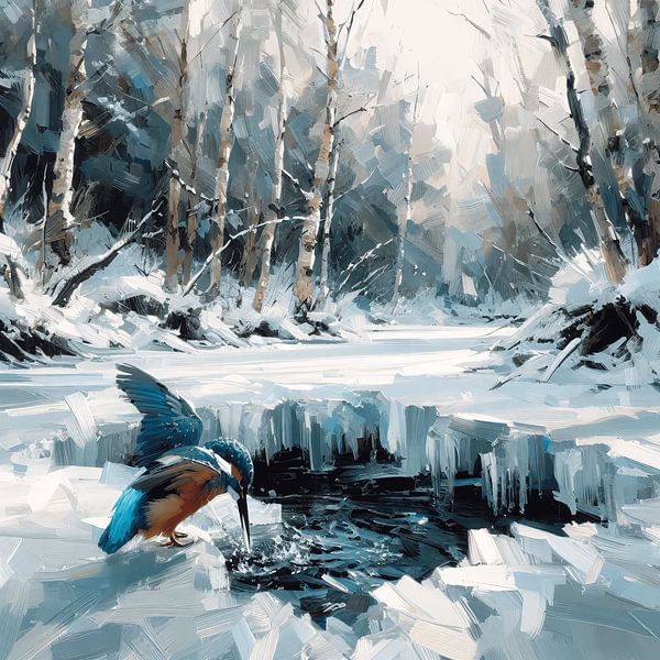 Kingfisher in Winter Forest by Matteo Bellini