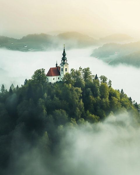 Kapelle in mystischer Herbstlandschaft von fernlichtsicht