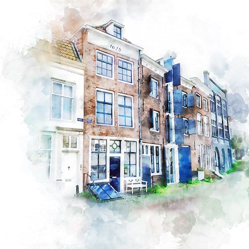 Aquarel Middelburg, Zeeland, Korendijk