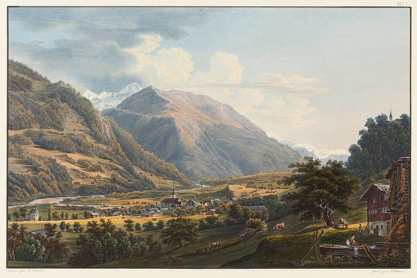 View of the village of Trons, historical information about the Confederation of the Canton of Grisons, Johann Ludwig Bleuler by Masterful Masters