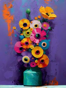Vers Geplukte Abstracte Wilde Bloemen in Hoge Vaas