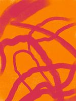Abstract line pattern in orange and pink