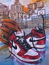 Nike air Jordan 1 Basketbal schilderij. van Jos Hoppenbrouwers thumbnail
