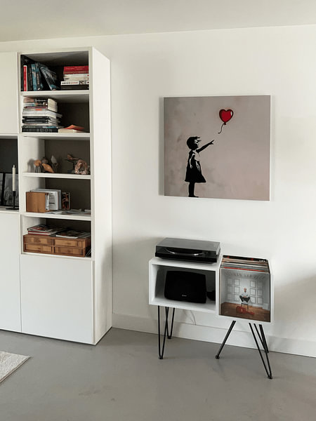 Customer photo: Silhouette of girl with red heart-shaped balloon by Art & Soul Creations