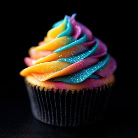 Cupcake Gebäck blau-gelb Portrait von TheXclusive Art