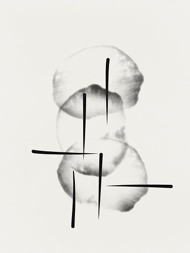 Abstract kunstwerk met organische vormen en lijnen met waterverf