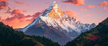 Majestueuze berg in het avondlicht van Poster Art Shop