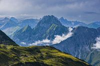 Bergpanorama van Laufbacher-Eckweg naar Höfats, 2259m, Allgäuer Alpen, Allgäu, Beieren, Duitsland