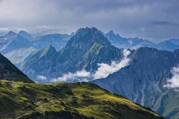 Mountain panorama from Laufbacher-Eckweg to Höfats, 2259m, Allgäu Alps, Allgäu, Bavaria, Germany by Walter G. Allgöwer