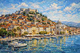 Šibenik en Croatie, une peinture impressionniste. sur Galerie Hoppenbrouwers
