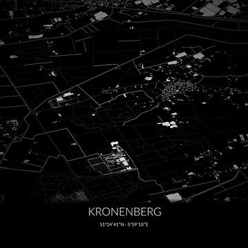 Zwart-witte landkaart van Kronenberg, Limburg. van Rezona