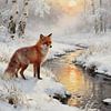 Vos aan de beek | Veluwe in Winterlicht van Trinkets NL ✪ Design Studio