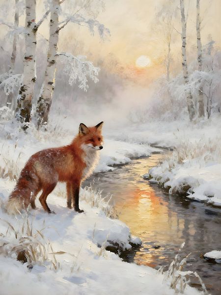 Vos aan de beek | Veluwe in Winterlicht van Trinkets NL ✪ Design Studio