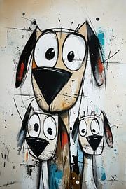 Hund Familie von Blickfänger Gemälde