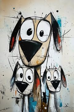 Hund Familie von Blickfänger Gemälde