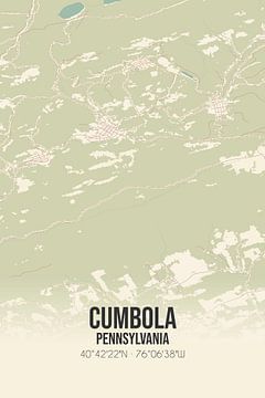 Carte ancienne de Cumbola (Pennsylvanie), USA. sur Rezona