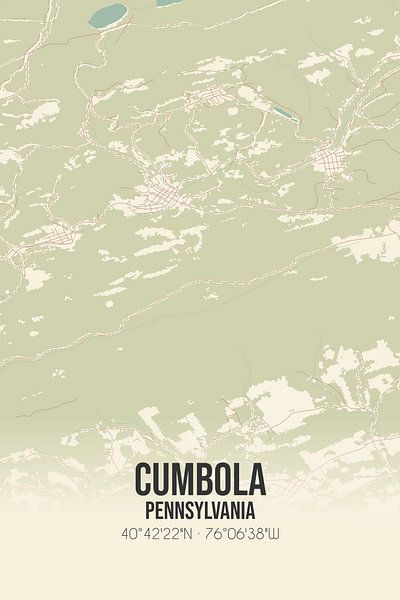Carte ancienne de Cumbola (Pennsylvanie), USA. par Affiches de lieux