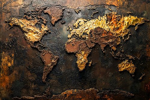 Abstracte metalen wereldkaart