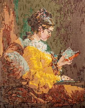 Lezend meisje, Jean-Honoré Fragonard - La liseuse en arrière van Digital Art Studio