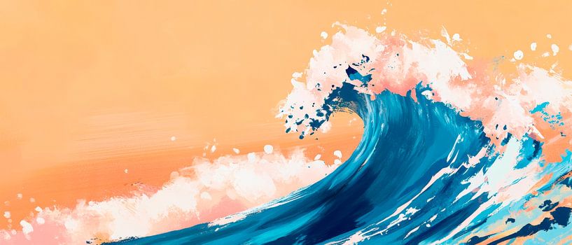 Wogende Meereswelle im Abendlicht von Poster Art Shop