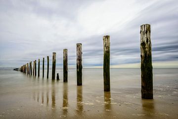 Plage avec poteaux sur Sjoerd van der Wal Photographie