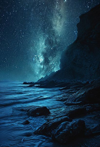 Nachthimmel an der Küste von fernlichtsicht