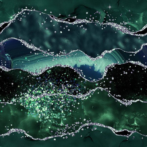 Emerald Glitter Agate Texture 05 van Aloke Design