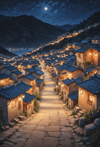 Paysage nocturne du village culturel de Gamcheon