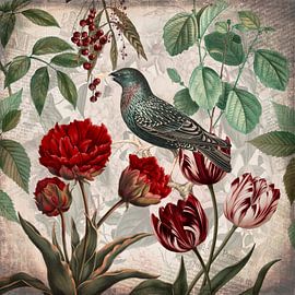 Bird with tulips by Andrea Haase