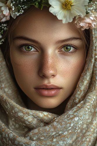 Portrait femme aux yeux verts