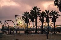 Night falls in Santa Monica