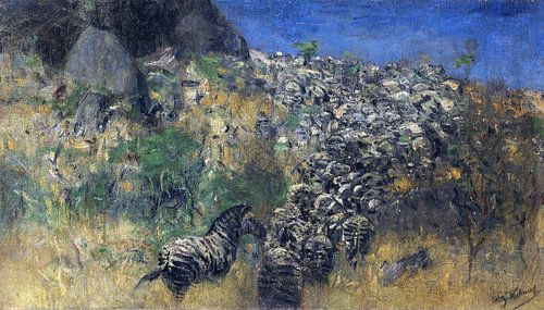 Vluchtende zebra's,  WILHELM KUHNERT, 1911-1916
