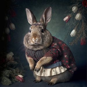 Hase mit warmem Pullover