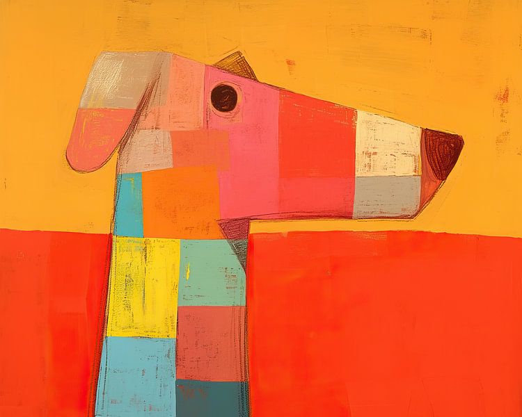 Hond kleuren | Vrolijk Hondenschilderij met Kleuren van ARTEO Schilderijen