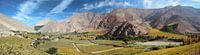 Panorama of mountains, vineyards and fruit growing in the Valle de Elqui near La Serena in the Coqui