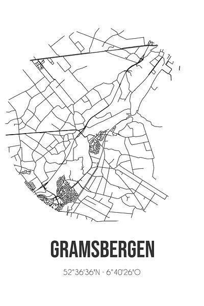 Gramsbergen (Overijssel) | Map | Black and white by Prints of Place