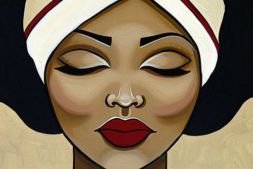 Surrealistisch portret van een serene vrouw