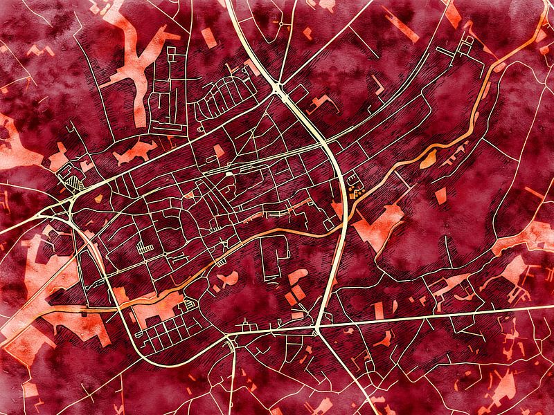 Kaart van Ninove in de stijl 'Amber Autumn' van Maporia