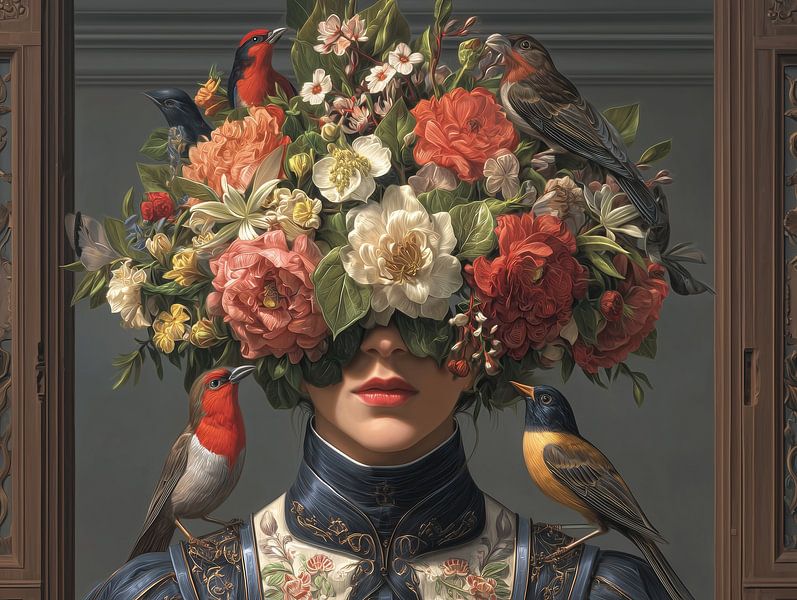 Frau mit Krone von Blumen Studio