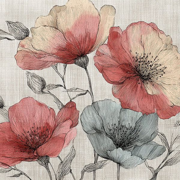 Peinture moderne avec des fleurs par Studio des Fleurs