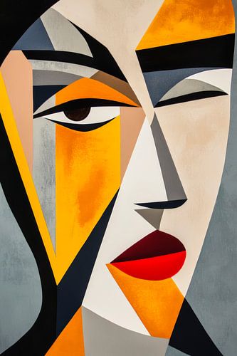 Abstract portret met felle kleuren